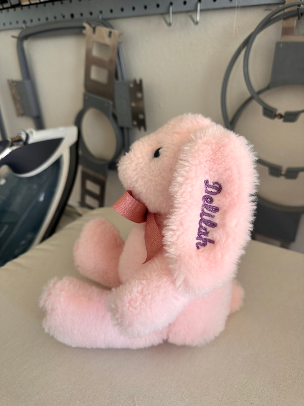 Personalized Small Bunny Plush With Patterned Ears