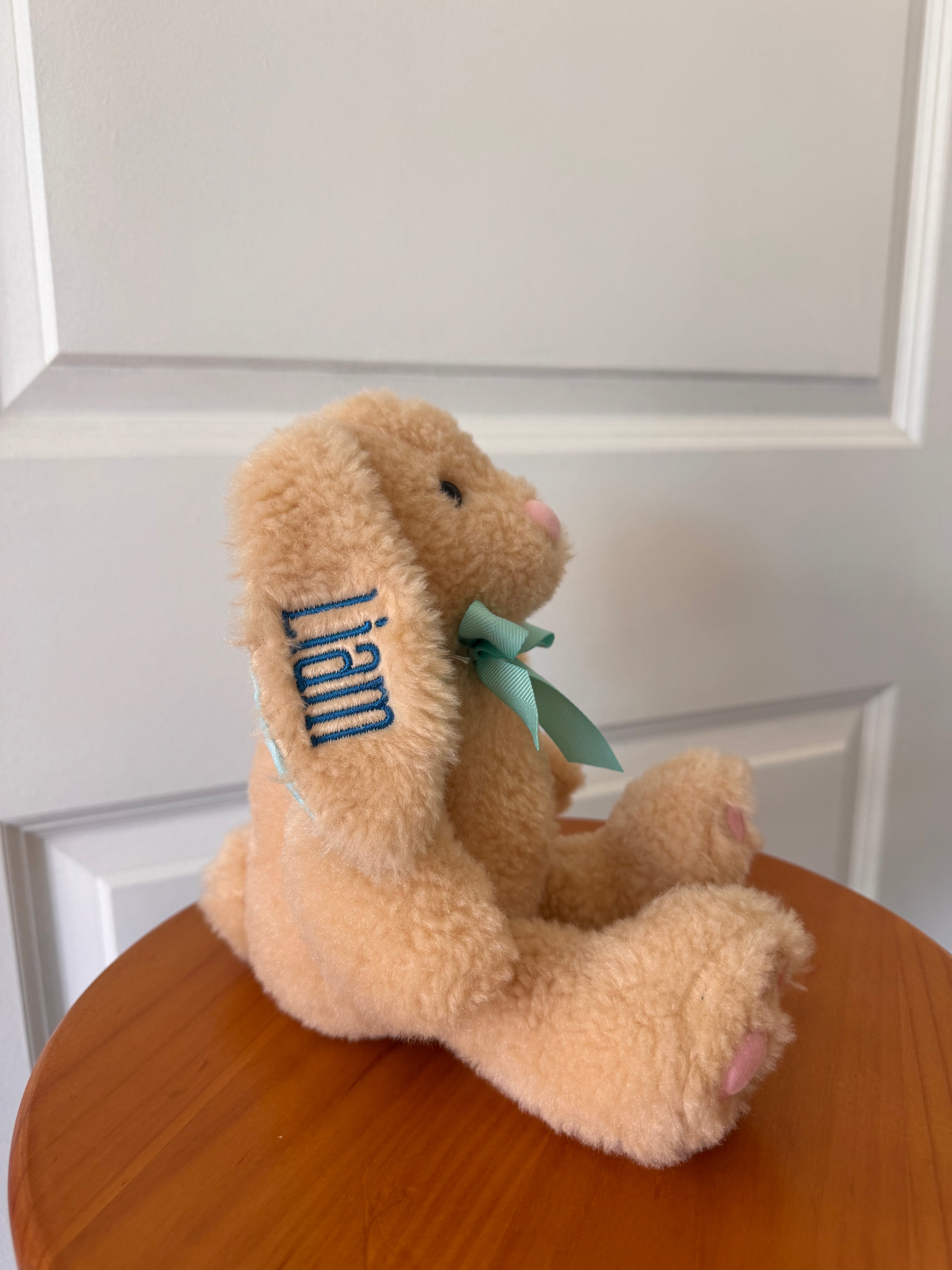 Personalized Small Bunny Plush With Patterned Ears
