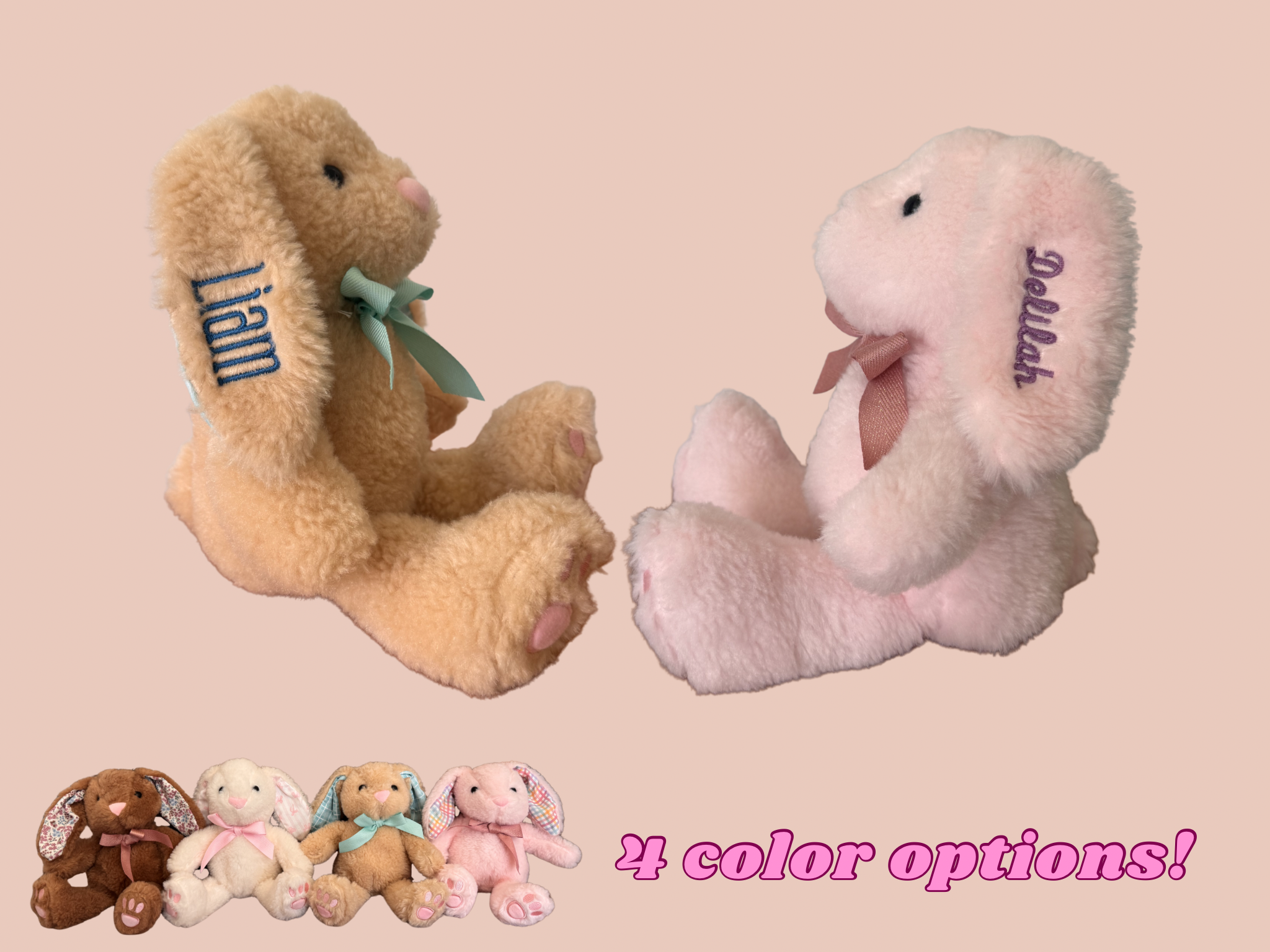 Personalized Small Bunny Plush With Patterned Ears