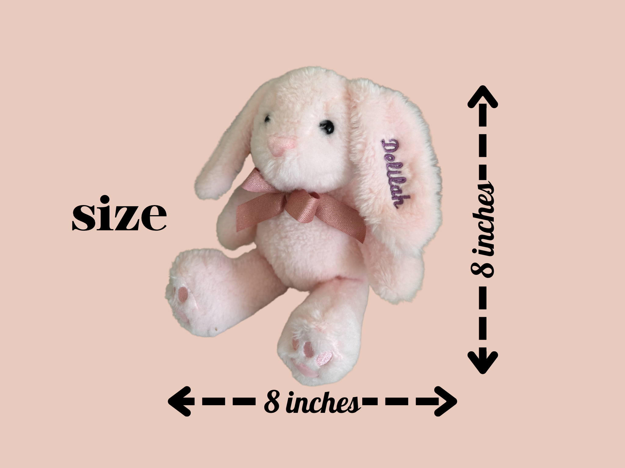 Personalized Small Bunny Plush With Patterned Ears