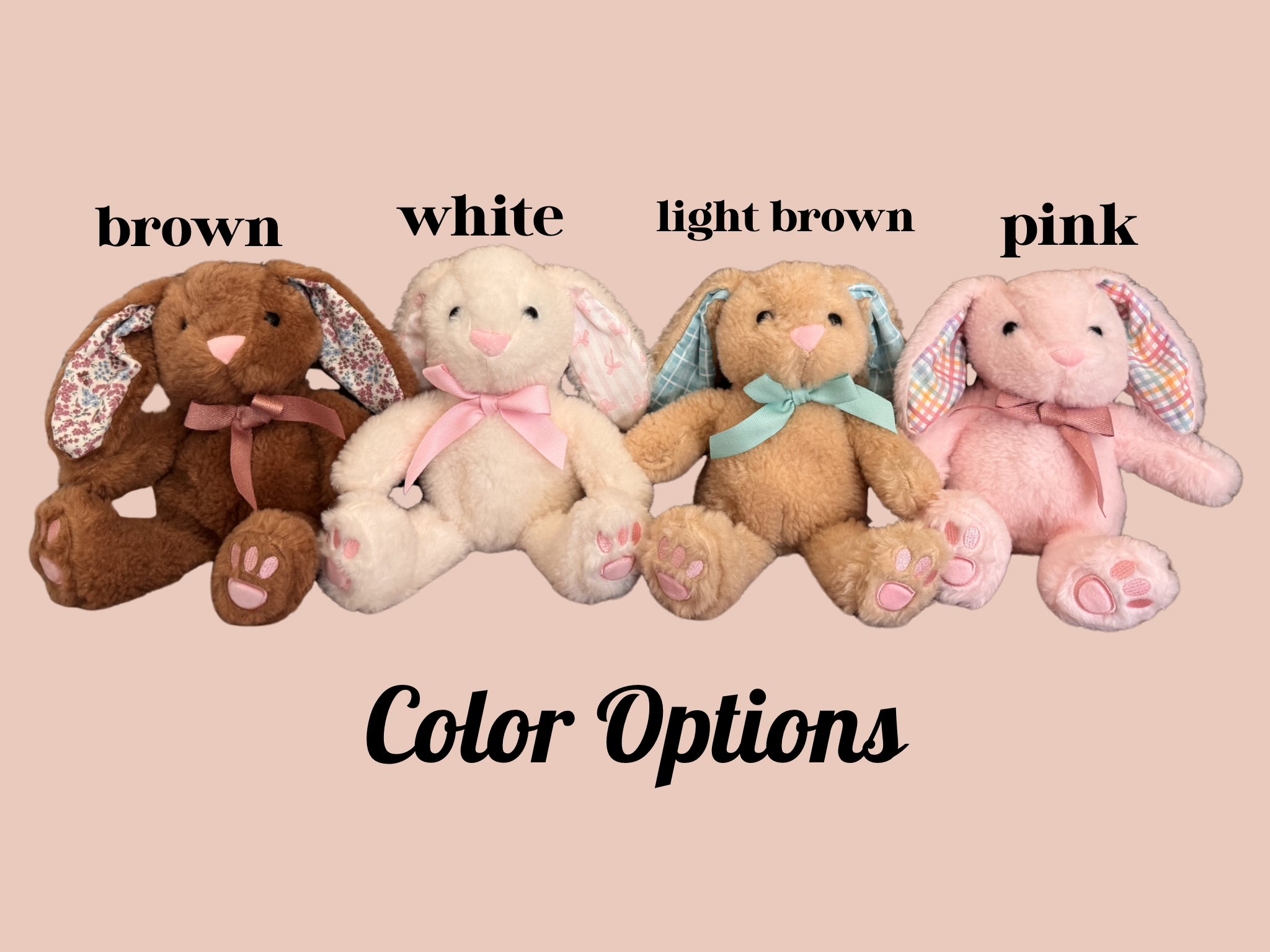 Personalized Small Bunny Plush With Patterned Ears